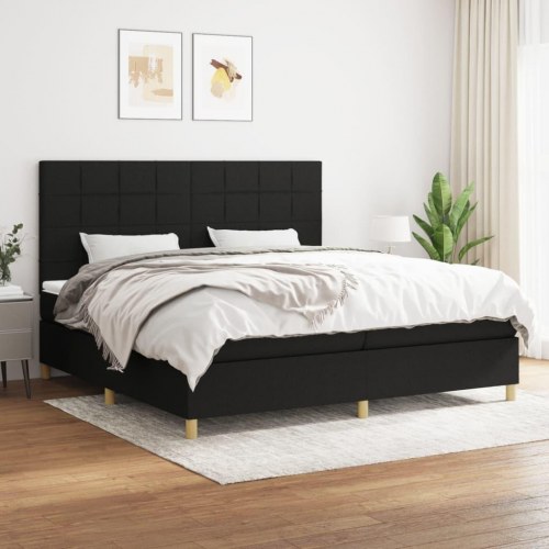 Kontinentalseng med madras 200×200 cm - stof, sort