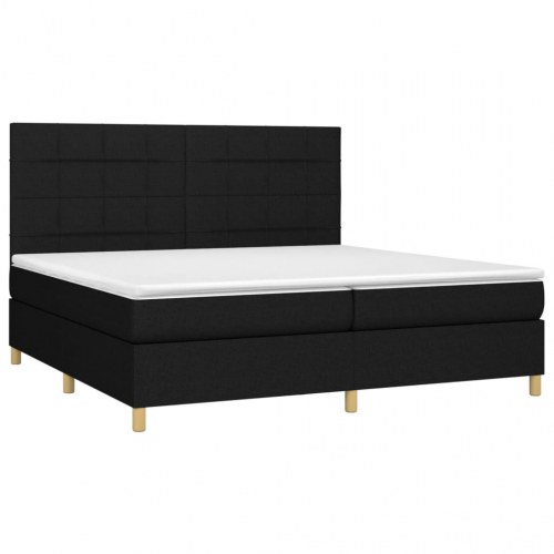 Kontinentalseng med madras 200×200 cm - stof, sort
