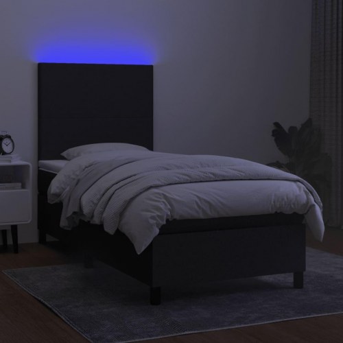 Kontinentalseng med LED-lys 90×190 cm - stof, sort