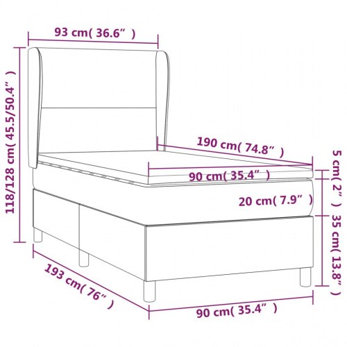 Kontinentalseng med madras 90×190 cm - stof, sort
