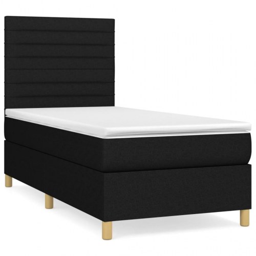 Kontinentalseng med madras 90×190 cm - stof, sort