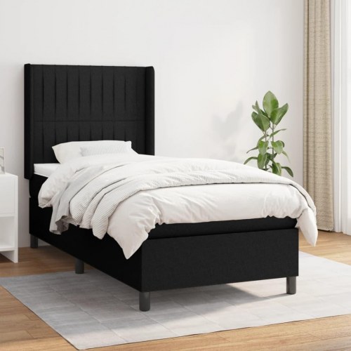 Kontinentalseng med madras 90×190 cm - stof, sort