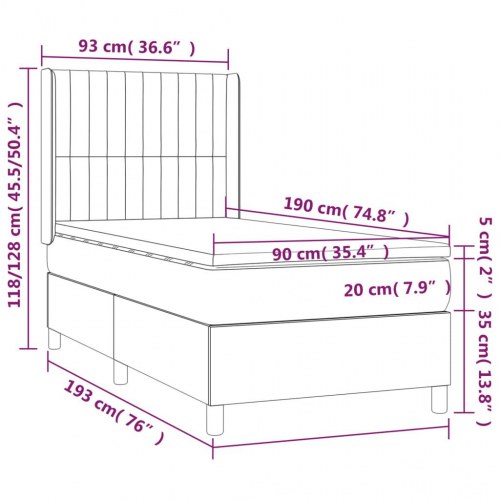 Kontinentalseng med madras 90×190 cm - stof, sort