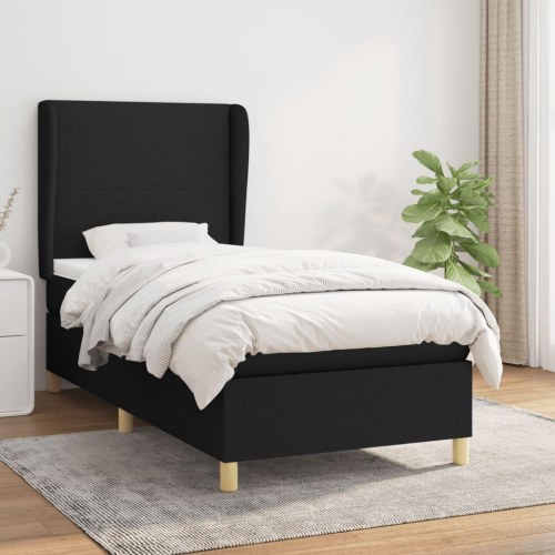 Kontinentalseng med madras 90×190 cm - stof, sort