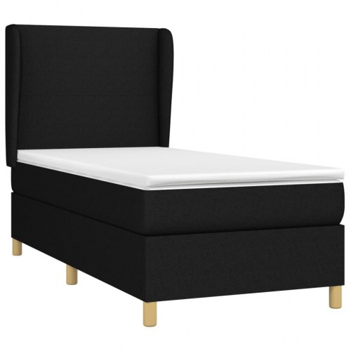 Kontinentalseng med madras 90×190 cm - stof, sort