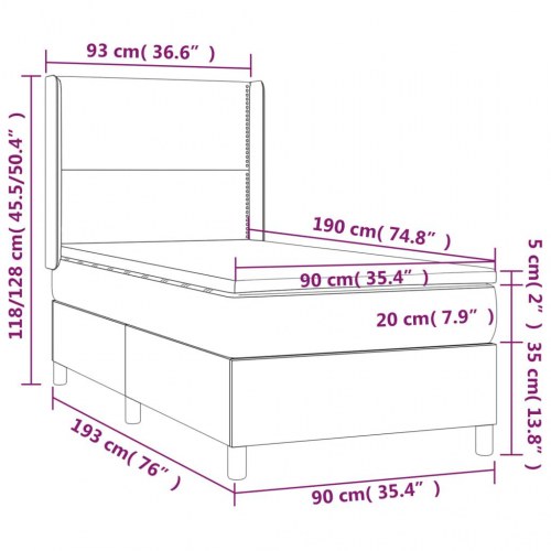 Kontinentalseng med LED-lys 90×190 cm - stof, sort
