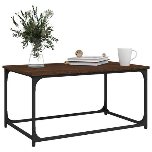 Sofabord 80x50x40 cm konstrueret træ og jern brun egetræ