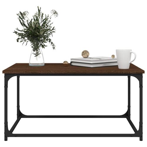 Sofabord 80x50x40 cm konstrueret træ og jern brun egetræ