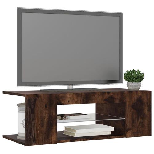 Tv-bord med LED-lys 90x39x30 cm røget egetræsfarve