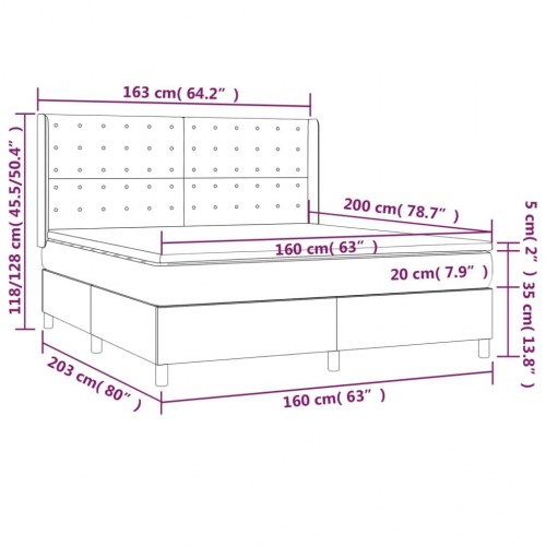 Kontinentalseng med madras 160x200 cm - stof, cremefarvet