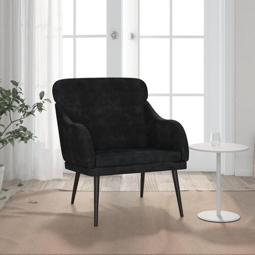 Lænestol 63x76x80 cm velour sort