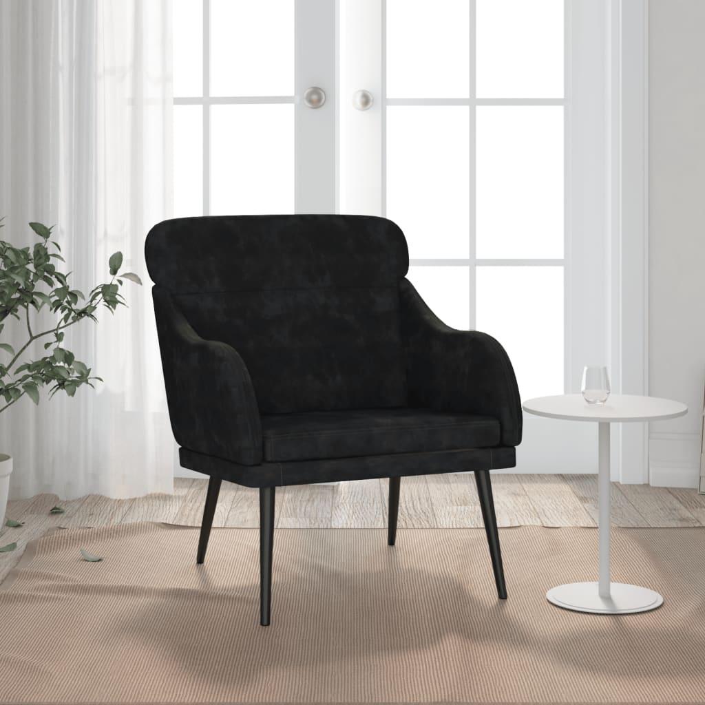 Lænestol 63x76x80 cm velour sort