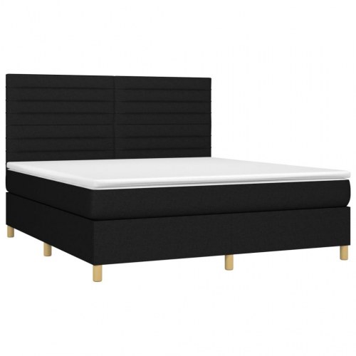 Kontinentalseng med LED-lys 180 × 200 cm - stof, sort