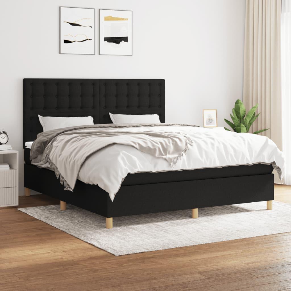 Kontinentalseng med madras 160×200 cm - stof, sort billede