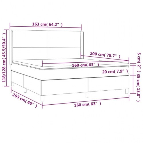 Kontinentalseng med madras 160x200 cm - stof, sort