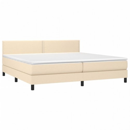 Kontinentalseng med madras 200x200 cm stof cremefarvet