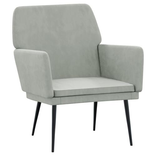 Lænestol 62x79x79 cm velour lysegrå