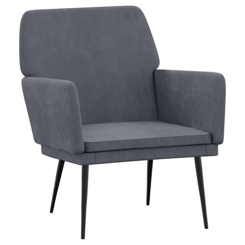 Lænestol 62x79x79 cm velour mørkegrå