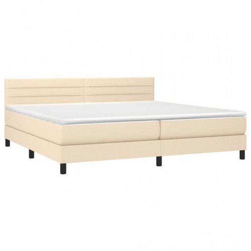 Kontinentalseng med madras 200×200 cm - stof, cremefarvet