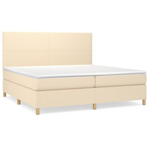 Kontinentalseng med madras 200 x 200 cm - stof, cremefarvet