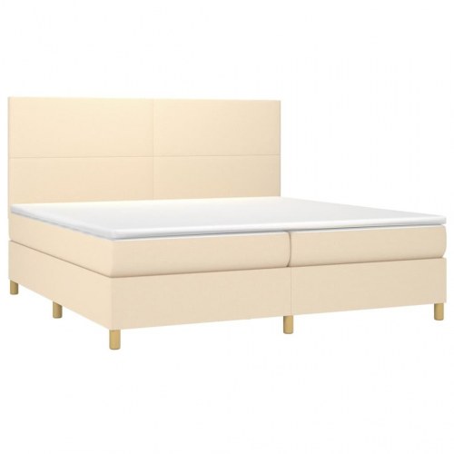 Kontinentalseng med madras 200 x 200 cm - stof, cremefarvet
