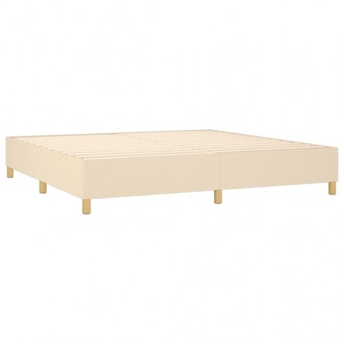 Kontinentalseng med madras 200 x 200 cm - stof, cremefarvet
