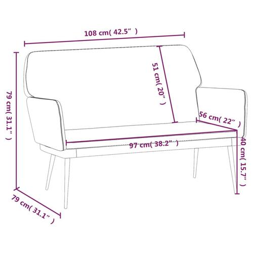 Bænk 108x79x79 cm velour cremefarvet