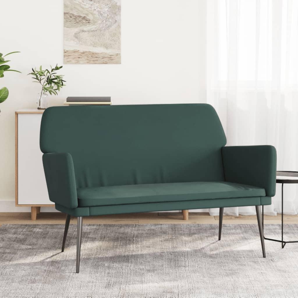Bænk 108x79x79 cm fløjl mørkegrøn