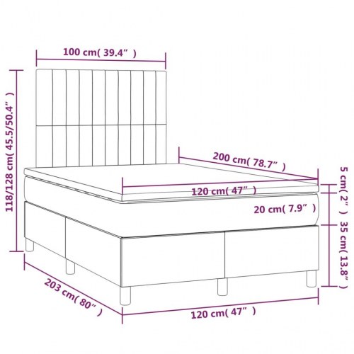 Kontinentalseng med madras 120×200 cm - stof, sort