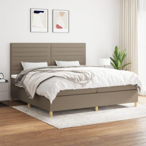 Kontinentalseng med madras 200×200 cm - stof, gråbrun