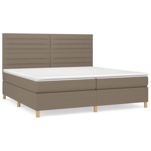 Kontinentalseng med madras 200×200 cm - stof, gråbrun