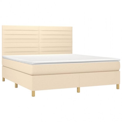 Kontinentalseng med madras 160×200 cm - stof, cremefarvet