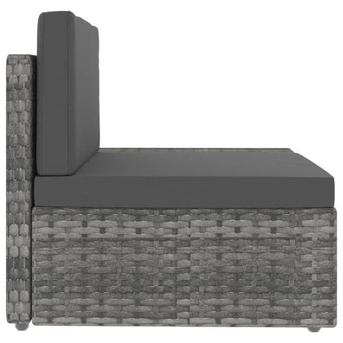 3-personers sofa modulær polyrattan grå