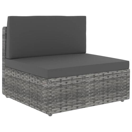3-personers sofa modulær polyrattan grå