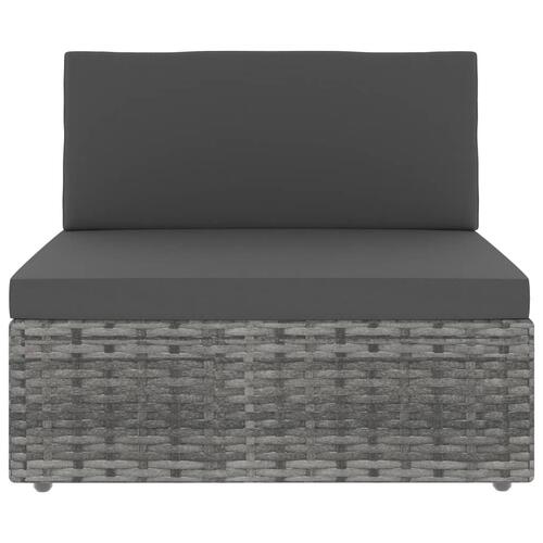 3-personers sofa modulær polyrattan grå