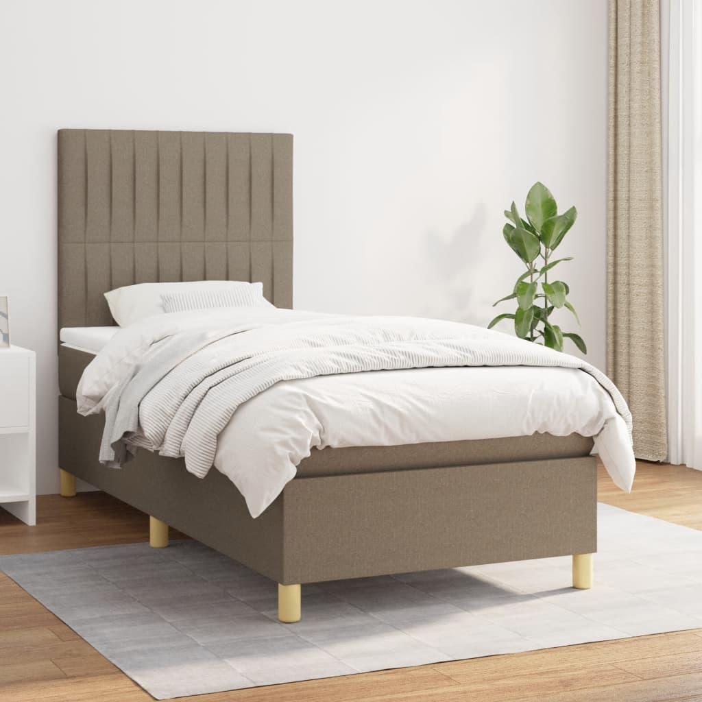Kontinentalseng med madras 90x200 cm stof gråbrun