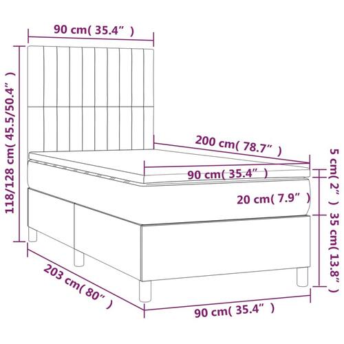 Kontinentalseng med madras 90x200 cm stof gråbrun