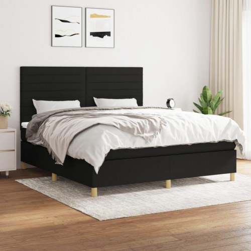 Kontinentalseng med madras 180x200 cm stof sort
