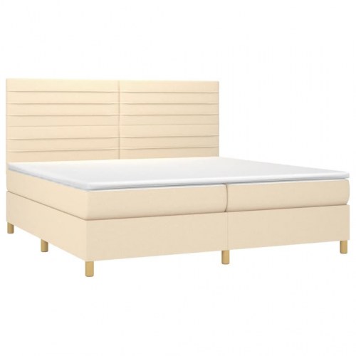 Kontinentalseng med madras 200x200 cm - stof, cremefarvet