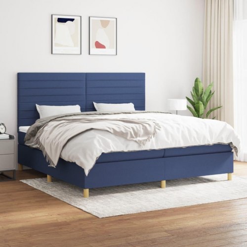 Kontinentalseng med madras 200×200 cm - stof, blå