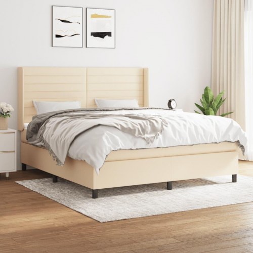 Kontinentalseng med madras 180×200 cm - stof, cremefarvet