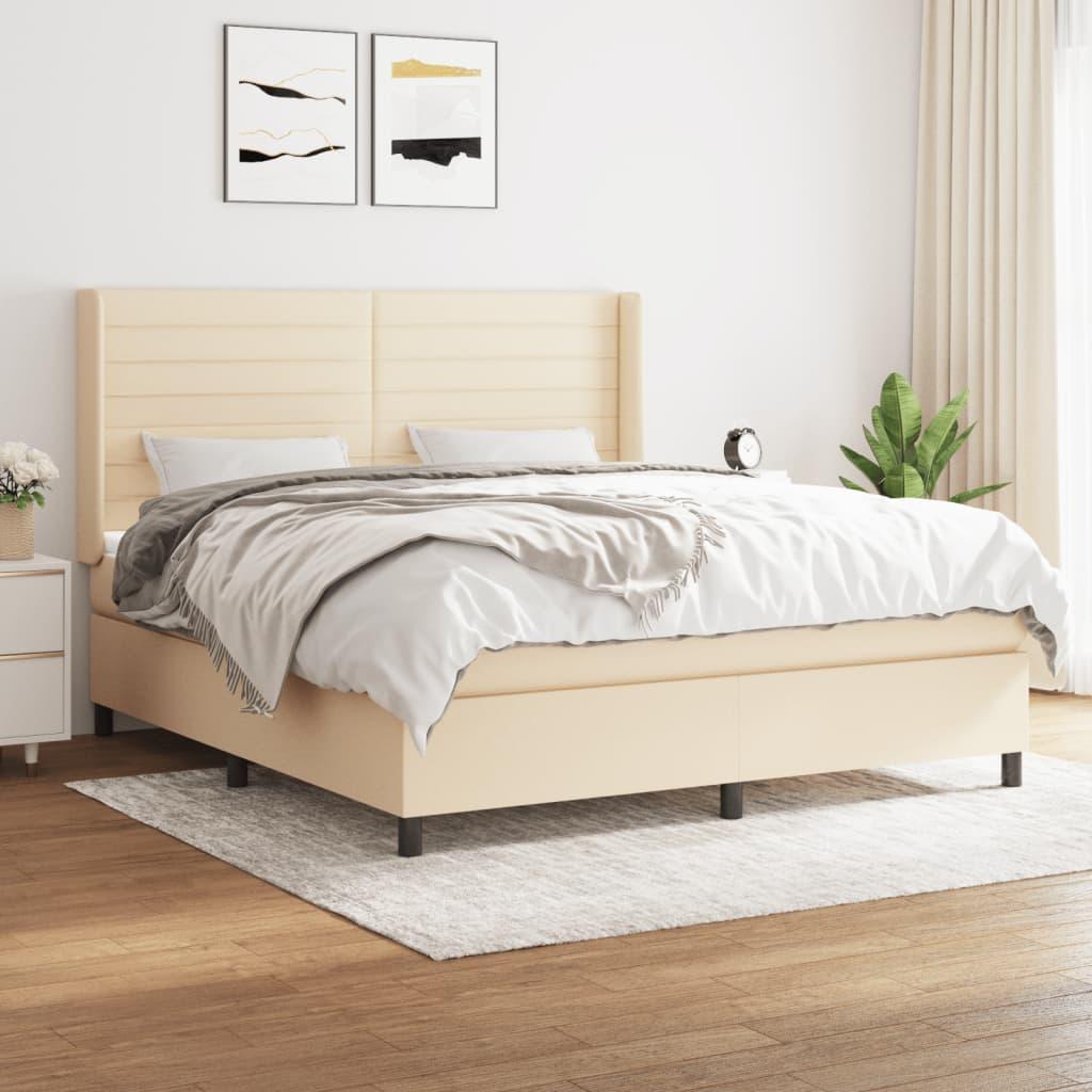Kontinentalseng med madras 180×200 cm - stof, cremefarvet billede