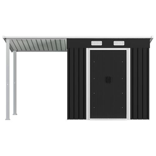 Haveskur med forlænget tag 346x121x181 cm stål antracitgrå