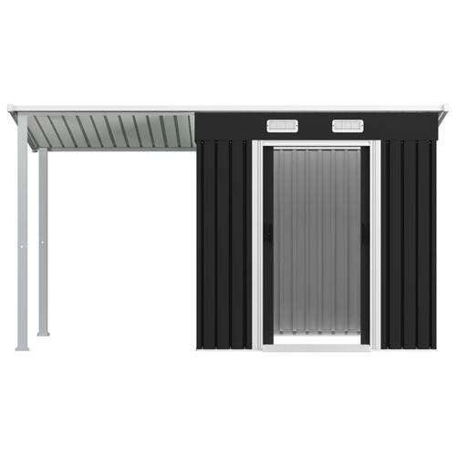 Haveskur med forlænget tag 346x121x181 cm stål antracitgrå