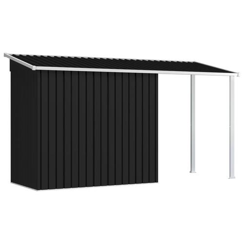 Haveskur med forlænget tag 346x121x181 cm stål antracitgrå