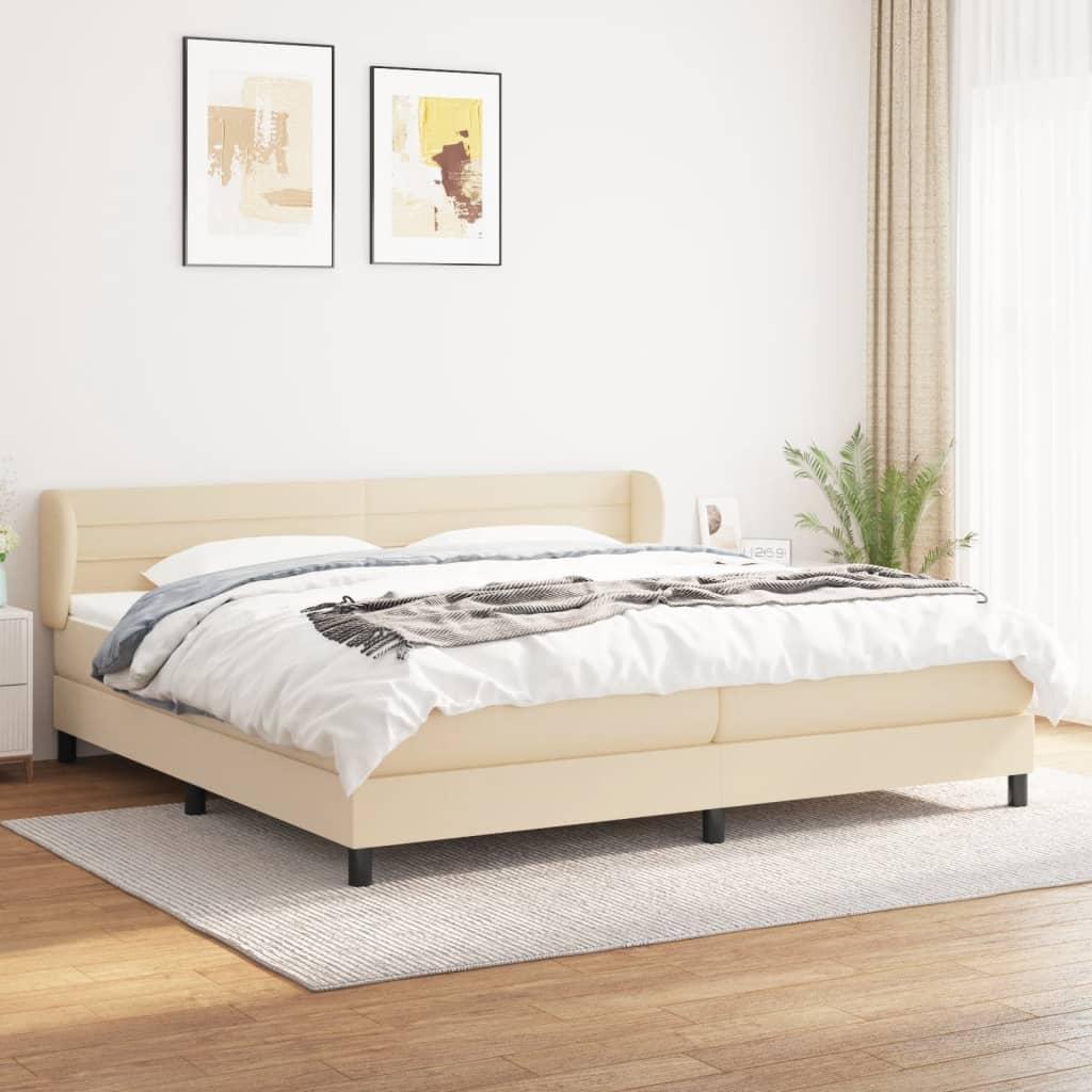 Kontinentalseng med madras 200×200 cm - stof, cremefarvet billede