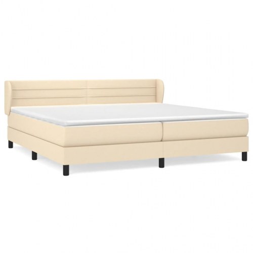Kontinentalseng med madras 200×200 cm - stof, cremefarvet
