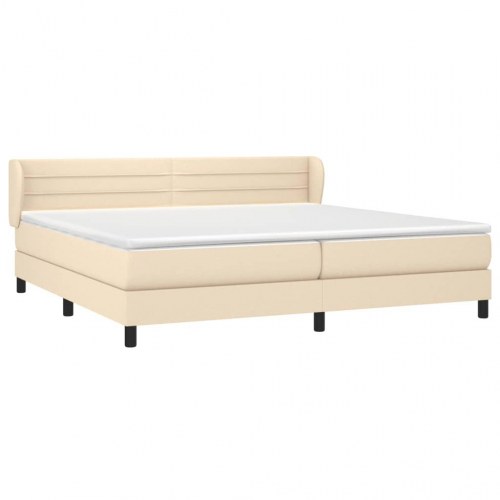 Kontinentalseng med madras 200×200 cm - stof, cremefarvet