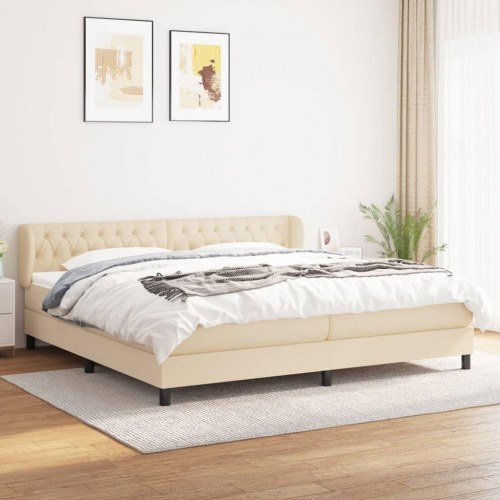 Kontinentalseng med madrasser 200 x 200 cm - stof, cremefarvet