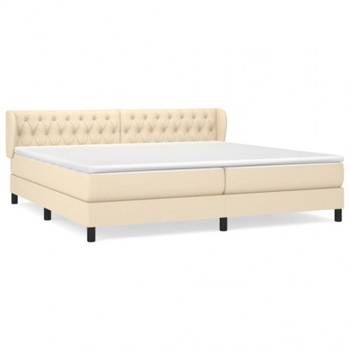 Kontinentalseng med madrasser 200 x 200 cm - stof, cremefarvet